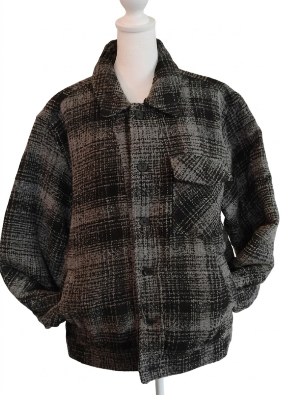 EDGAR ,+ ASH Black & Gray Plaid Button-Up Jacket
